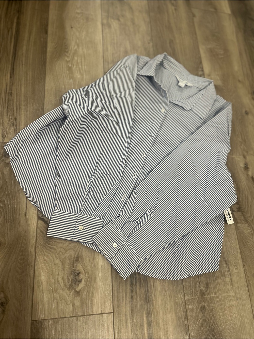 Old Navy Blue and White Pinstripe Button-Down Shirt